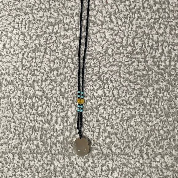 Black Beaded Necklace with Agate Pendant - Picture 1 of 3